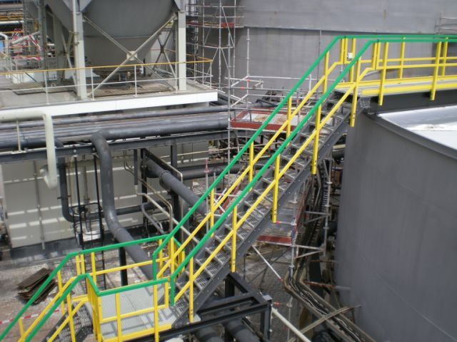 FRP handrails in a chemical plant