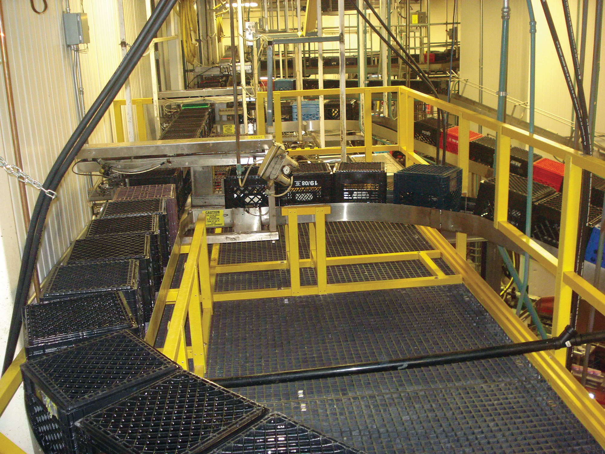 Molded fiberglass grating in a food processing facility