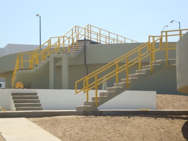 Wastewater plant corrosion resistant stair treads