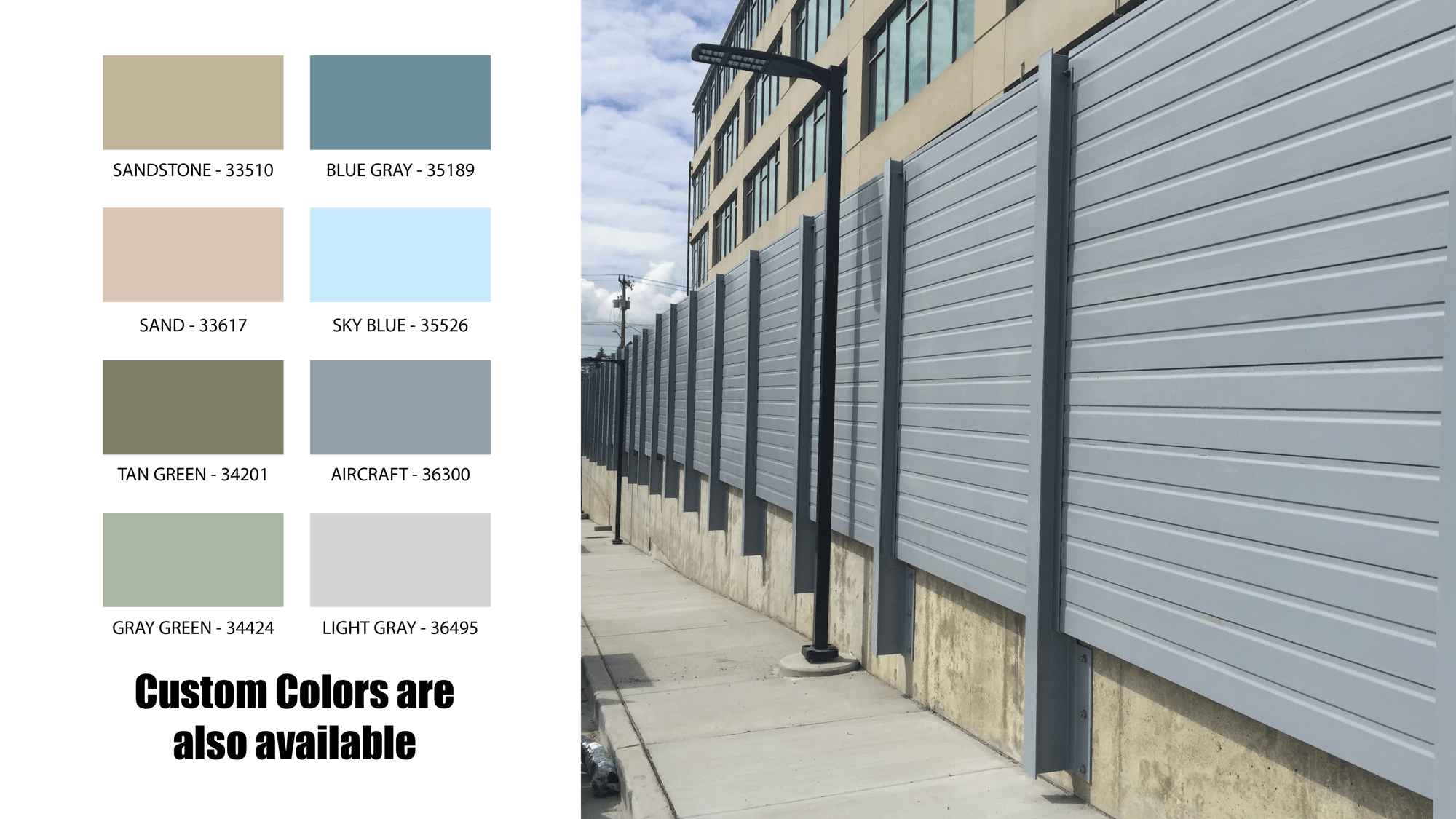 Color options for sound barrier walls