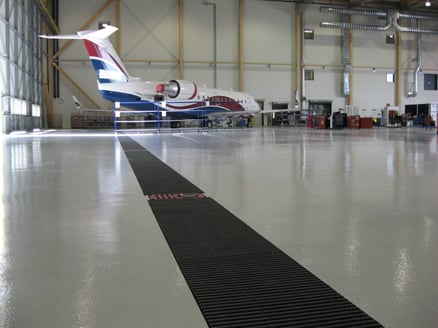 grate flooring in hangar