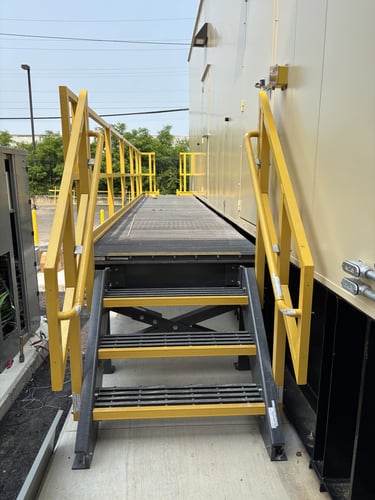 Outdoor non-slip stair treads in a data center