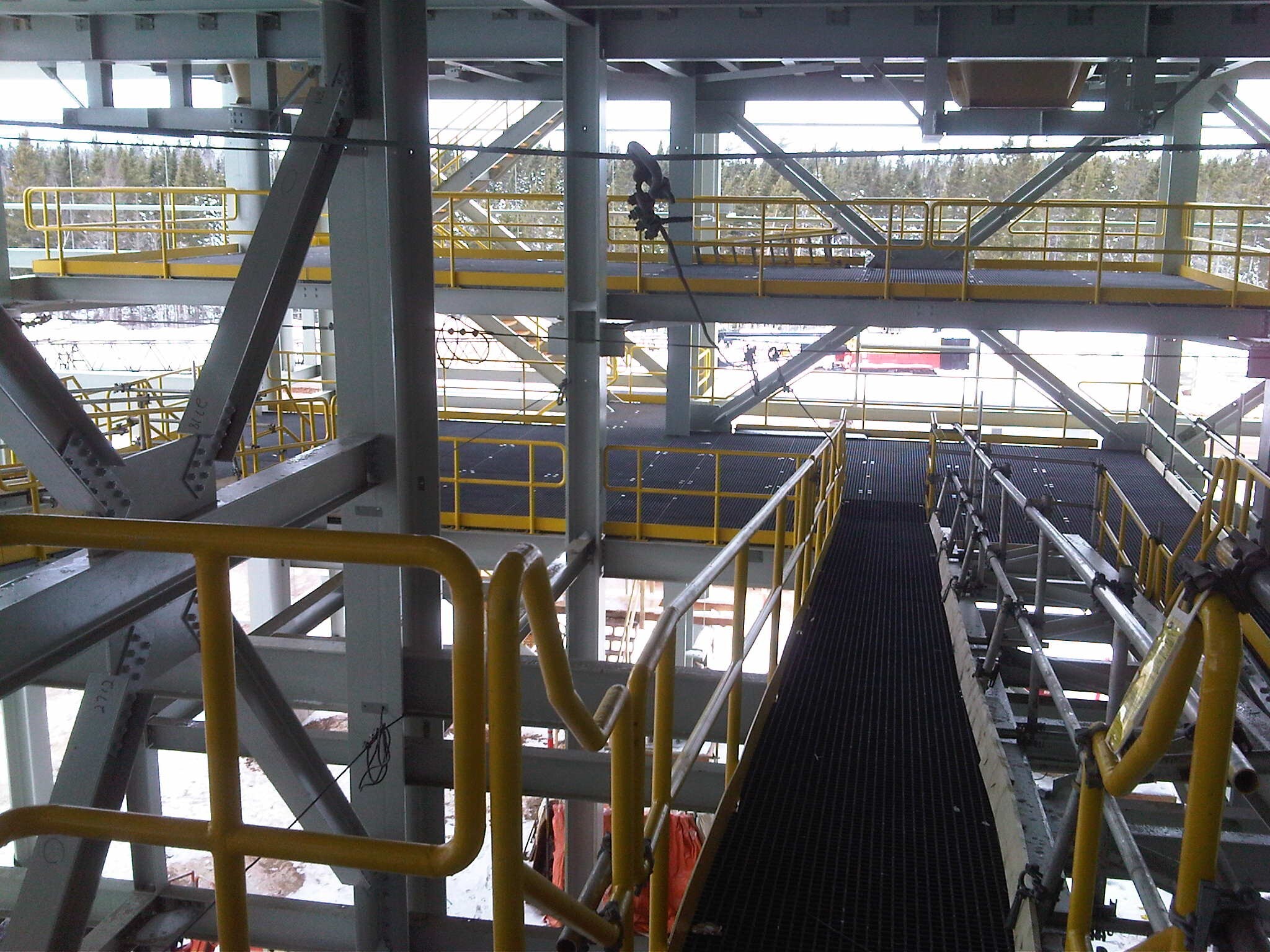 FRP molded grating walkway and safety railing in a tank area