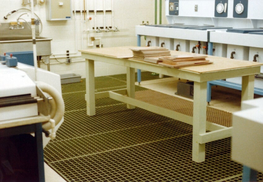 plastic grating in a manufacturing environment